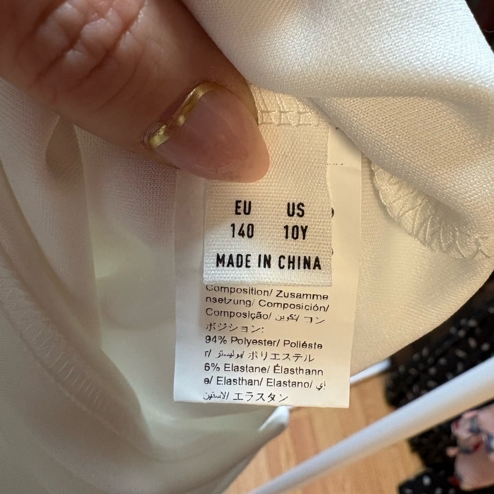 Kids White Off-Shoulder Dress - Picture 3 of 5